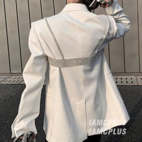 New arrival spring fashion diamond blazer women botched double breasted loose small suit