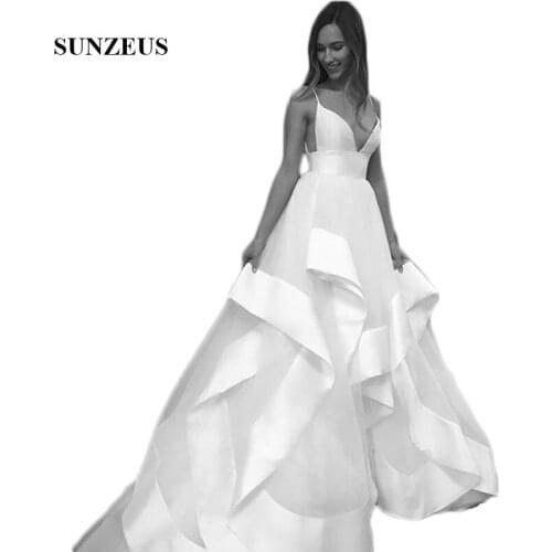 Ruffles Tulle Skirt Prom Dresses Spaghetti Straps A-Line Satin Top Prom Gowns Open Back Girls Graudation Dress vestidos de noite