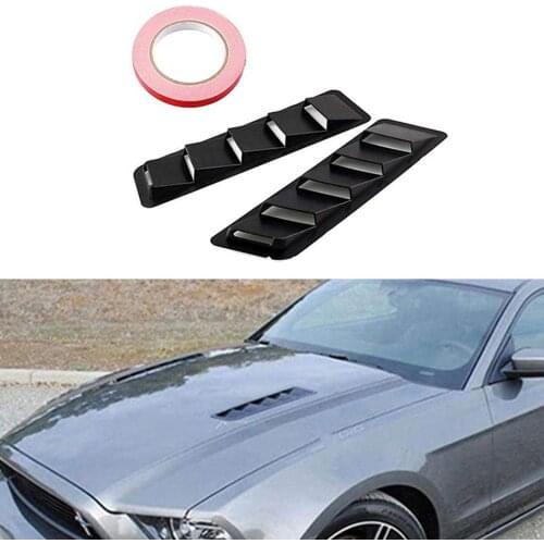 2PCS Universal Car Hood Vent Louver Air Cooling Panel Trim Black ABS Plastic