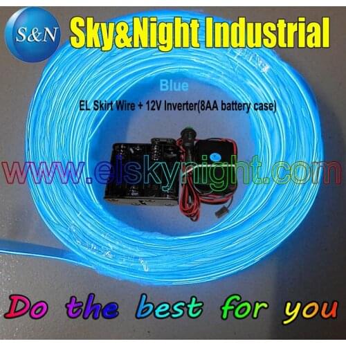 2017 Hot Item blue-10M EL Wire/EL Welt Wire/EL Skirt Wire With 12V-8AA Inverter +Free Shipping