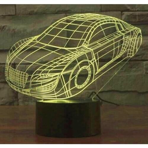 3D LED Night Light Dynamic Car with 7 Colors Light for Home Decoration Lamp Amazing Visualization Optical Illusion Awesome