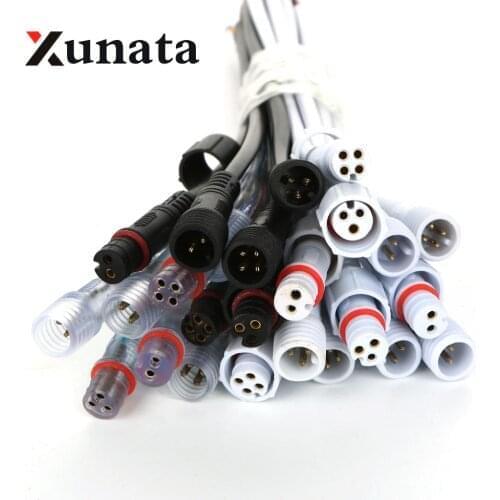 5pairs 2 pin / 3 pin / 4 pin Waterproof connector with wire cable IP68 female & male plug 2X 0.3(mm2)