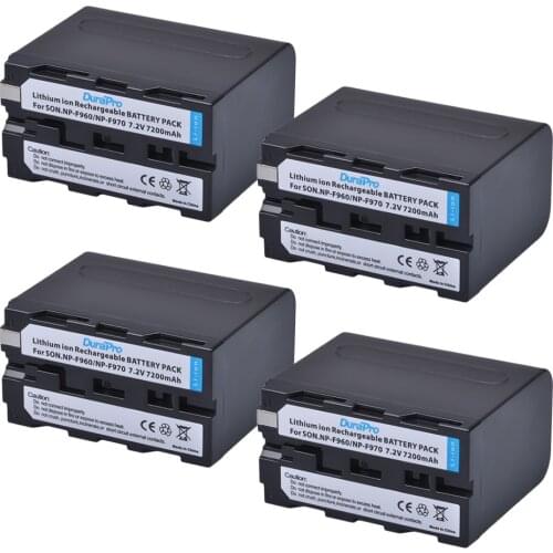 4Pack-DuraPro 7200mAh NP-F960 NP-F970 NP F930 Battery for SONY F950 F960 F330 F550 F570 F750 F770 MC1500C 190P 198P F950 HD1000C