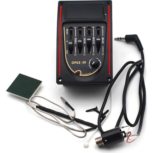 Opus-IV 4 Band Acoustic Guitar EQ Black Preamp 4-Band EQ Equalizer 96*58MM Pickup Black