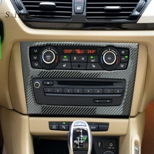 Car Styling Interior Mouldings Carbon Fiber Air Conditioning CD Panel Knob Button Cover Trim Stickers For BMW E84 X1 Accessories