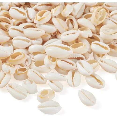 About 470pcs/500g Mixed Natural Cowrie Shell Beads for Jewelry Making DIY Finding, PapayaWhip,16~18x12~13x5~7mm F75