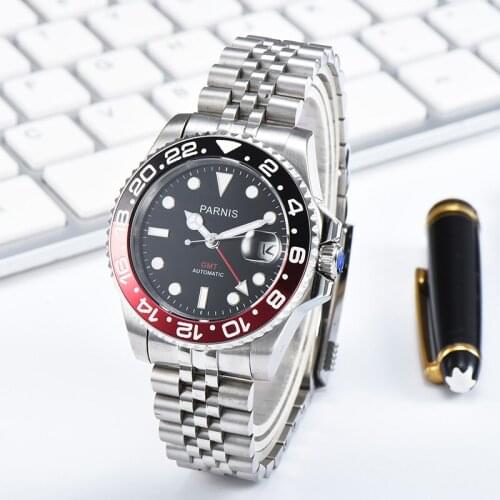 Parnis 40mm Mechanical Mens Watches GMT Sapphire Crystal Man Diver Watch Automatic relogio masculino Role Luxury Watch Men 2019