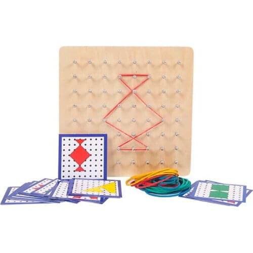 New Math Learning Education Kids Toy Use Rubber Band To Make Different Shape Nail Board Rubber Toe Nail Geoboard With Cards
