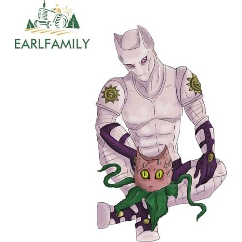 EARLFAMILY 13cm x 8.4cm for Jojos Bizarre Adventure Kller Queen Car Assessoires Sticker Sunscreen Anime Decal Car Door Protector