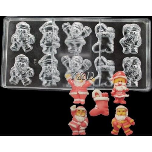3 D DIY Christmas XMAS Santa Claus Shaped Hard Inject PC Polycarbonate Chocolate Mold Moulds for DIY Chocolate