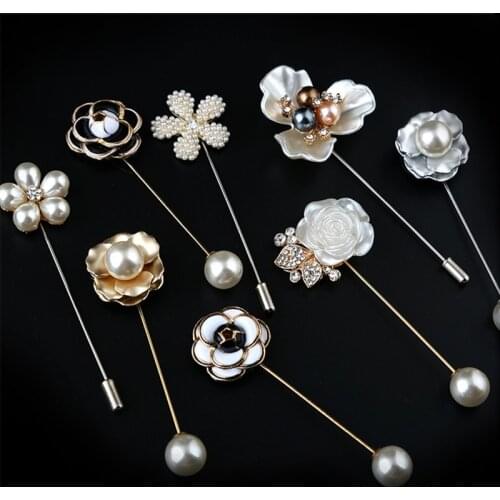 Honeysuckle Camellia Brooches Pearl Women Rose Pin Brooch Metal Pin Set Shirt Veil Hijab Scarf Pin Brooch Fashion