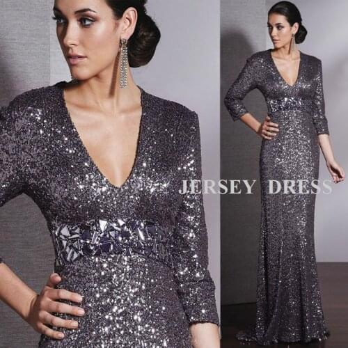 Custom Sale New Selena Gomez Paillette Crystal Brides Design Long Evening Gowns Carpet Celebrity mother of the bride Dresses