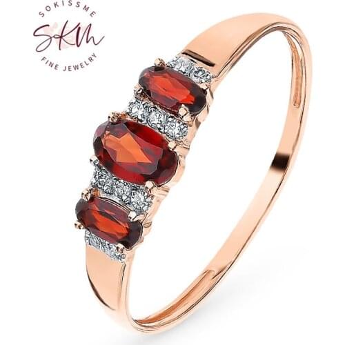 SKM Trendy luxury ruby rings for women 14k rose gold rings Engagement Rings designer wedding rings Luxury Fine Jewelry