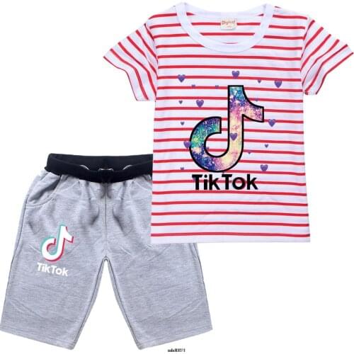 Children Clothing Set Boys Clothes Patchwork T Shirt Summer Tik Tok Cartoon Suits Toddler Girl Set Top+pant 2Pcs Set Sports Suit