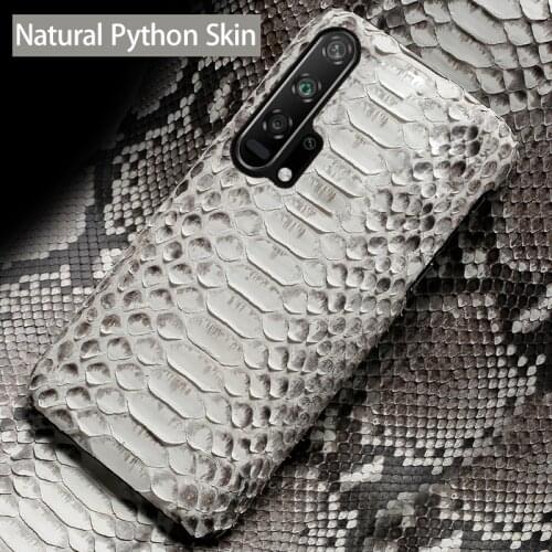 Leather Phone Case For Huawei Honor 30 30S X10 20 20i 10 10i 9 8 Lite 9X 8X Max 7X 7A V30 Pro V20 V10 Natural Python Snake Skin
