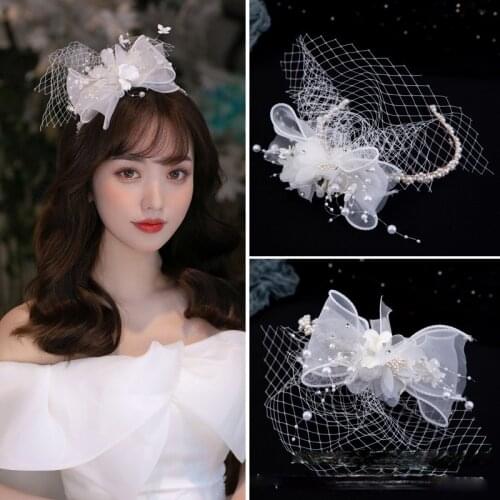 Beautiful Bride Silk Yarn Pearl Headband Headdress Wedding Accessories Dress Hair Accessories Ornament Female