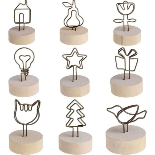 Round Creative Decoration Article Iron Wood Picture Frame Card Photo Clip Name