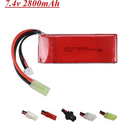 7.4V 2800mAh Lipo Battery for FT009 Udi UDI902 144001 A959 12428 12423 RC Boat Spare Parts 2S 7.4 V 2800 Mah 25C RC Toys Battery