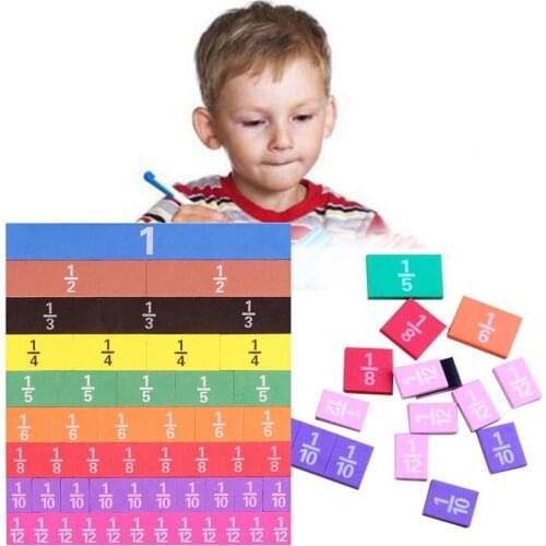 51pcs Magnetic Rainbow Fraction Tiles Demonstrator Math Fractions Calculate Montessori Early Educational Toys For Children Gift