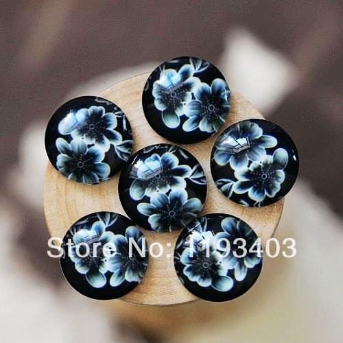 Min.mix order($9.9) 10pcs 12mm Handmade Photo Round Glass Cabochon beads-Image Glass Cabochon-(Flower)-(HPGC-1436)