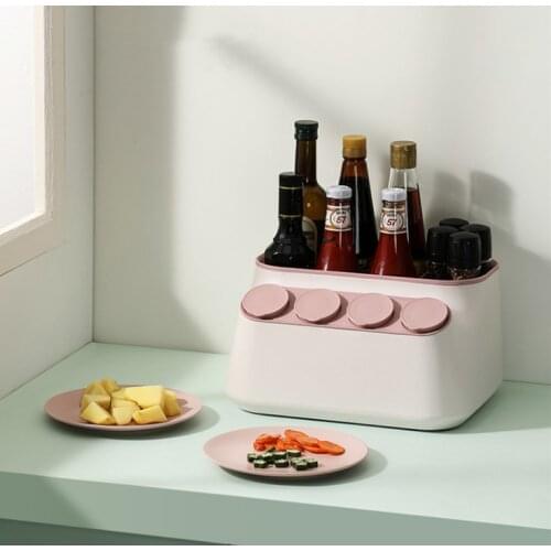 Multifunctional Seasoning Box with Cover Kitchen Storage Box Kitchen Spice Jar Organizer Cooking Tool Shelf