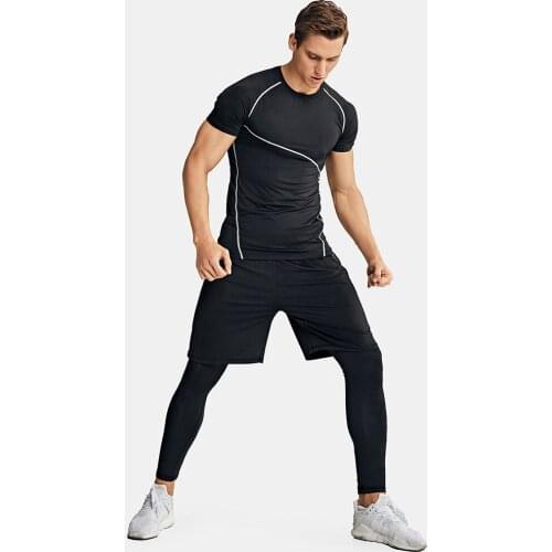 Mens Compression Sportswear Suits Gym Tights Training Clothes Workout Jogging Sports Set Running Rashguard Tracksuit for Men