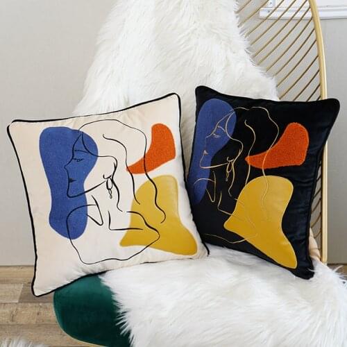Abstract Art Embroidered Throw Pillows Covers Nordic INS Beauty Cushion Covers Decorative Luxury Boho Pillows Cases