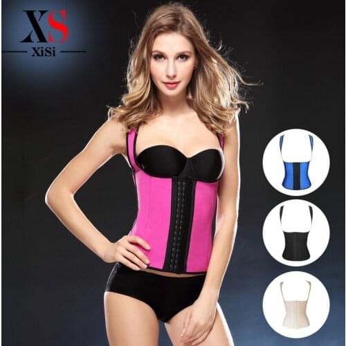 New product 2016 steel boned Rubber Latex Waist Cincher Sexy Waist Trainer Corset and Bustiers Corsets body Shapers Vest