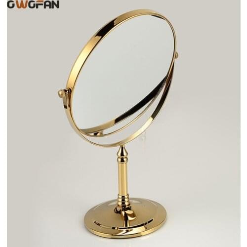 OWOFAN Bath Mirrors 8 Inch Spinning Gold Bathroom Mirror Magnifying Double 2 Faced Makeup Mirror Desktop Women Mirror Table 728K
