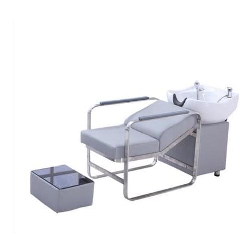 Barbers shampoo bed hair salon special shampoo bed chair stainless steel water bed ceramic basin