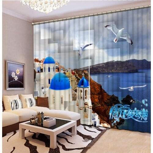 Luxury european window curtain kitchen blackout photo Sea castle height modern curtains stereoscopic sound proof curtain
