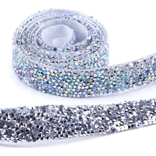 Self-Adhesive Shiny Rhinestone Decorative Tape Resin Belt Clothing Hat Decoration Edging Strip Clothing Decoration Accessories