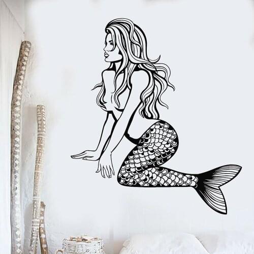 Sexy Mermaid Vinyl Wall Sticker Home Decor Nursery Kids Room Cartoon Ocean Sea Ocean Sea Style Stickers Home Bedroom Decor M118