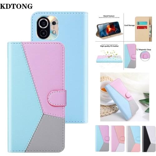 Splicing Leather Case on For Fundas Xiaomi Mi 11 Pro 10T Lite 10X POCO X3 NFC C3 A3 CC9E A2 6X Flip Cover Wallet Bag Phone Etui