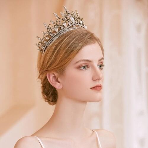 Bridal Crystal Tiaras Bride Baroque Hair Jewelry Rhinestones Party Crowns women Headpiece Wedding Hair Accessories Wedding Crown