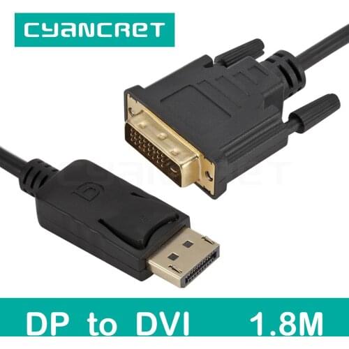 Video Cable Displayport DP to DVI Cable 1.8M Male-Male Transmits HD Video to Displays for HDTV Monitor Projector Support 1080P