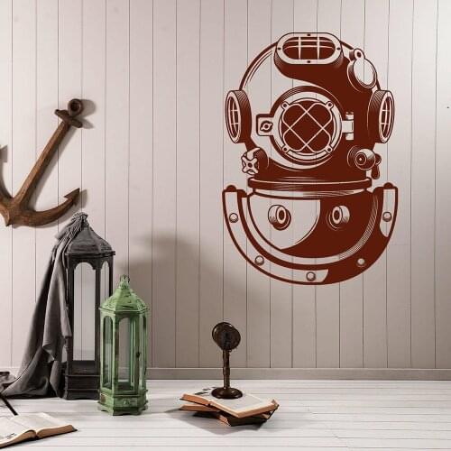 Vintage Nautical Diving Helmet Vinyl Wall Decal Home Decor Living Room Art Mural Wall Stickers Gift