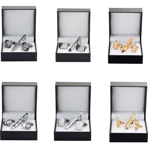 KC-999 High quality tie clip Cufflinks Gift Set 18 styles to choose men tie shirt Cufflinks Tie Clip Wedding Jewelry Box