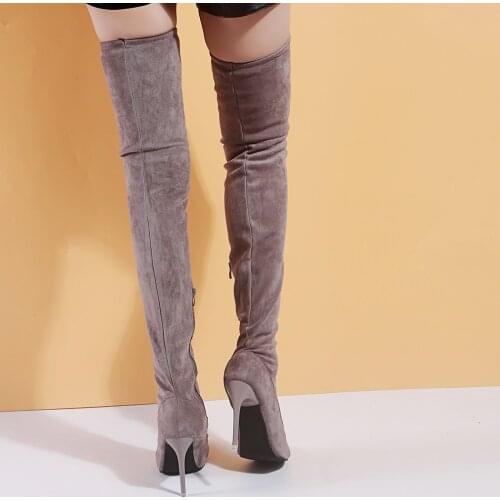 Womens shoes woman plus large big size 35-43 over the knee boots thin high heel sexy party boots elastic botas de mujer 2020