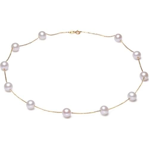 Sinya Trendy 18k AU750 gold necklace freshwater pearls star family design choker fine jewelry for women Mum lover girls in party