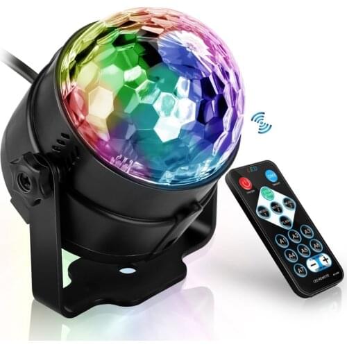 Sound Activated Rotating Disco Ball DJ Party Lights 3W 3LED RGB LED Stage Lights Home Christmas Wedding Decoration Sound Lights