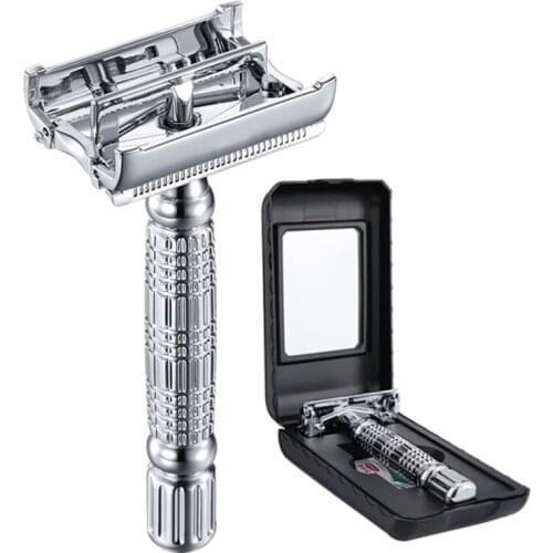 1 Blade + 1 Razor Safety Razor Chrome Alloy With Packing Sliver Unscrew Double Edge Turret Manual Shaving Razor