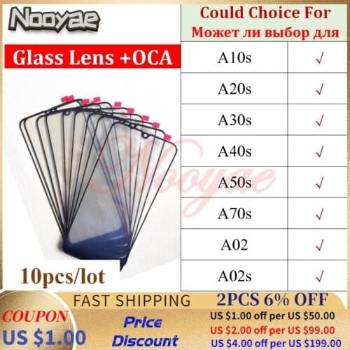 Digitizer LCD Sensor Glass Panel For Samsung Galaxy A10s A20s A30s A40s A50s A70s A02 A02s Touch Screen Glass lens OCA 10pcs/lot
