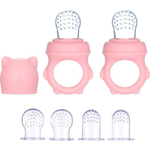 2Pcs/Lot Baby Food Feeder Fruit Feeder Pacifiers for Teething Relief with S/M/L 3 Size Silicone Pacifiers for Infants