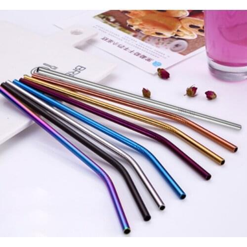 2000pcs/lot Colorful 304 Stainless Steel Straws Reusable Drinking Straw High Quality Metal Straw 215mm*6mm Factory wholesale