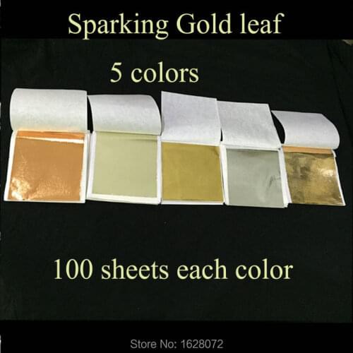 5 colors Imitation gold and silver leaf ,500sheets,each color for 100 sheets, a good decorative material