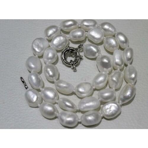 9x10mm bright white baroque pearl choker necklace natural Freshwater PEARL Women Jewelry 35cm 43cm 15'' 17