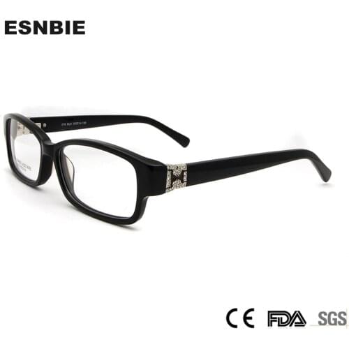 Acetate Optical Frame Spectacle Women Square Luxury Eyewear Brands Designer Rhinestone Eyeglass Frames Spring Hinge Women Glass