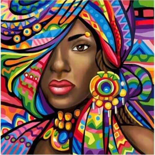 New 5D DIY Full Round Diamond Painting "African Woman" 3D Embroidery Cross Stitch Rhinestone Mosaic Home Decor Art Y401