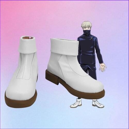 Anime Jujutsu Kaisen Cosplay Shoes Fushiguro Megumi Role Toge Inumaki White Combat Boot Zipper Shoes Midsole Shoes Peripheral